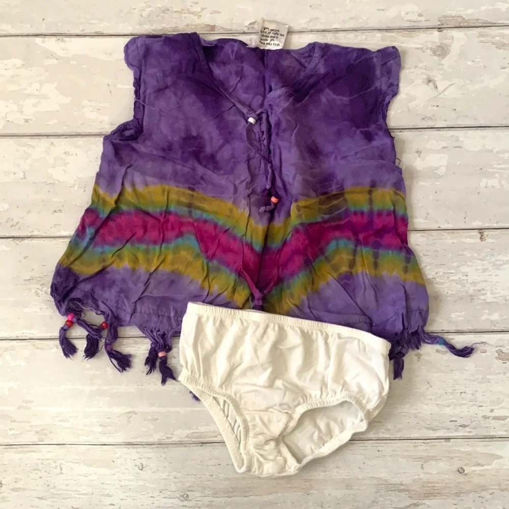 Children’s Place 4T Girls Purple Tie Dye Summer Sundress Kids Dress & Bloomers